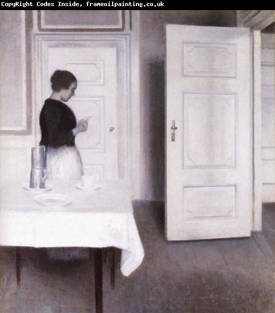 Vilhelm Hammershoi Interior with Woman Reading a Letter,Strandgade 30,1899